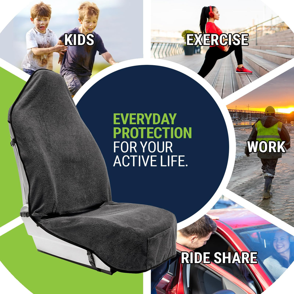 Season Guard Toalla de Sudor de Tela Terry para Asiento; Protector de Toalla para Asiento de Automóvil; Ideal para el Gimnasio; Impermeable; Ajuste Universal para Auto, SUV, Furgoneta, camión; Fácil de