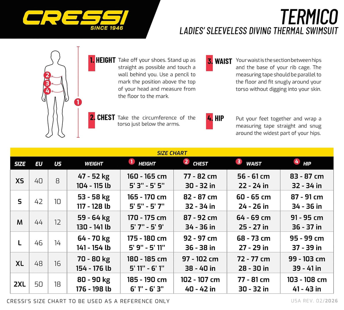 Cressi Traje de Neopreno Corto de 2 mm para natación, esnórquel, Paddleboarding, Cortes ergonómicos, Cremallera Frontal, Termico: diseñado en Italia