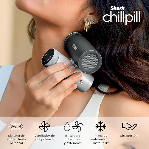 Shark Chillpill Sistema Refrigeración y Ventilador Personal 3 en 1, Rosa | Ventilador + refrigerador + humidificador | Inalámbrico y portátil | Contacto seco sin goteos