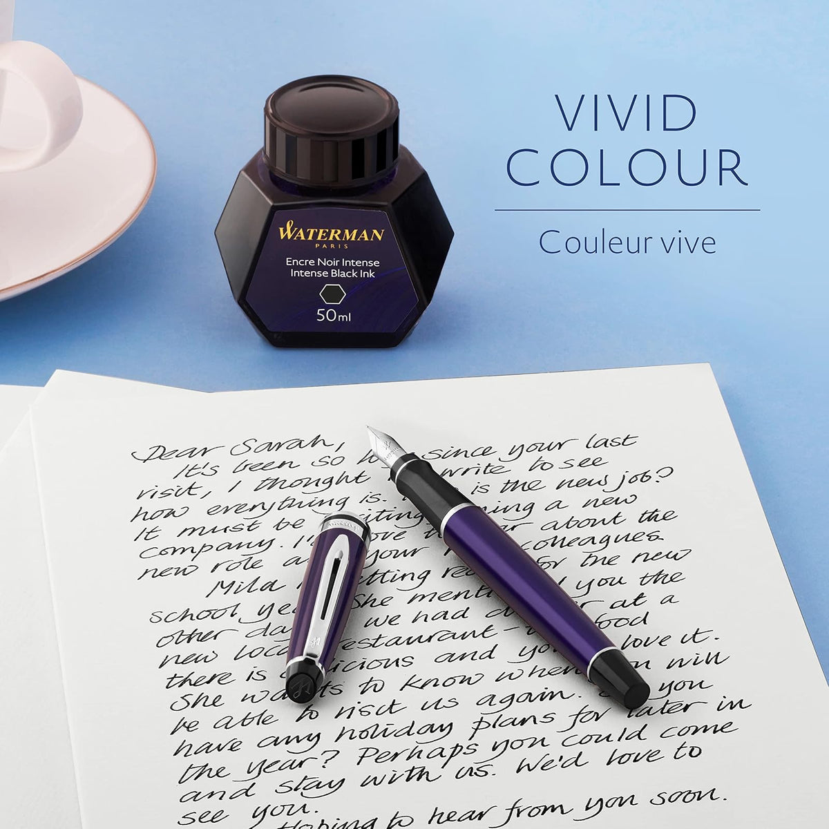 Waterman Botella de tinta para plumas estilográficas, 50 ml, marrón absoluto, Botella de tinta, Negro intenso, Intense Black