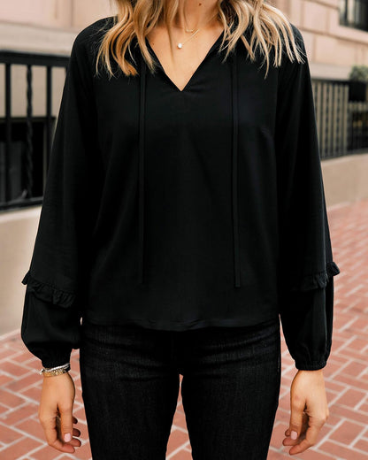 The Drop Top Para Mujer, con Cuello Volado y Manga Raglán, Negro, por @fashion_jackson