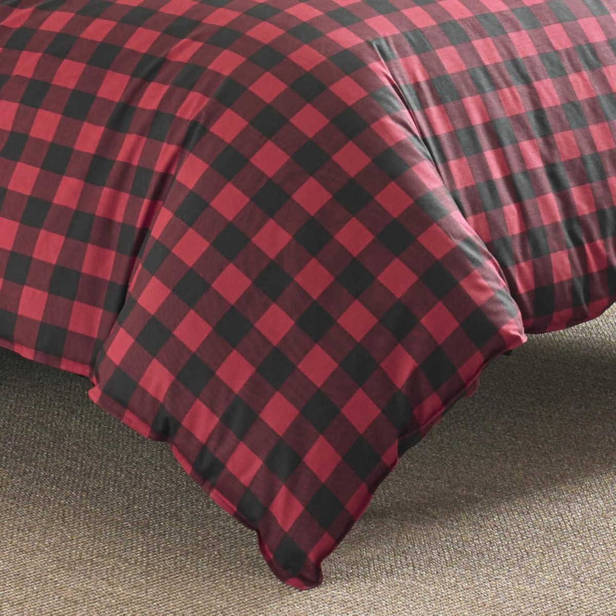 Eddie Bauer - Juego de Funda de edredón Individual, Cama Reversible de algodón, decoración del hogar a Cuadros de búfalo para Todas Las Estaciones (Rojo/Negro, Individual)