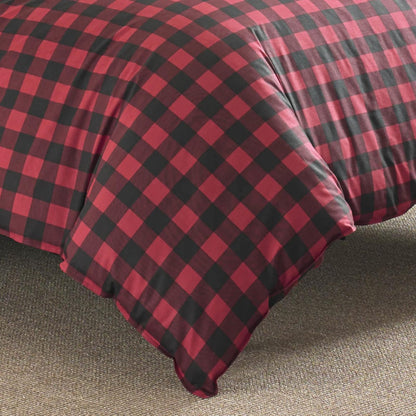 Eddie Bauer - Juego de Funda de edredón Individual, Cama Reversible de algodón, decoración del hogar a Cuadros de búfalo para Todas Las Estaciones (Rojo/Negro, Individual)