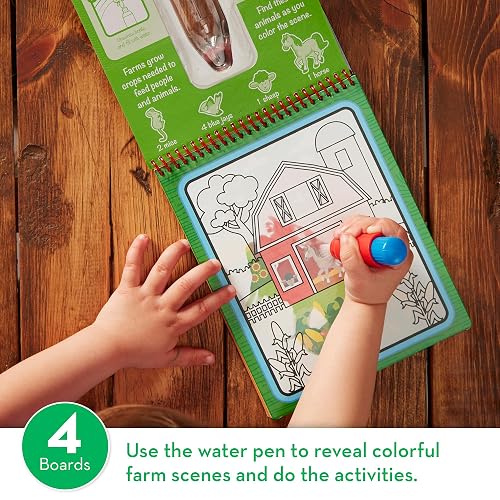 Melissa & Doug On the Go Water Wow! En la granja (Bloc reutilizable de actividades revela con agua, pluma gruesa de agua)