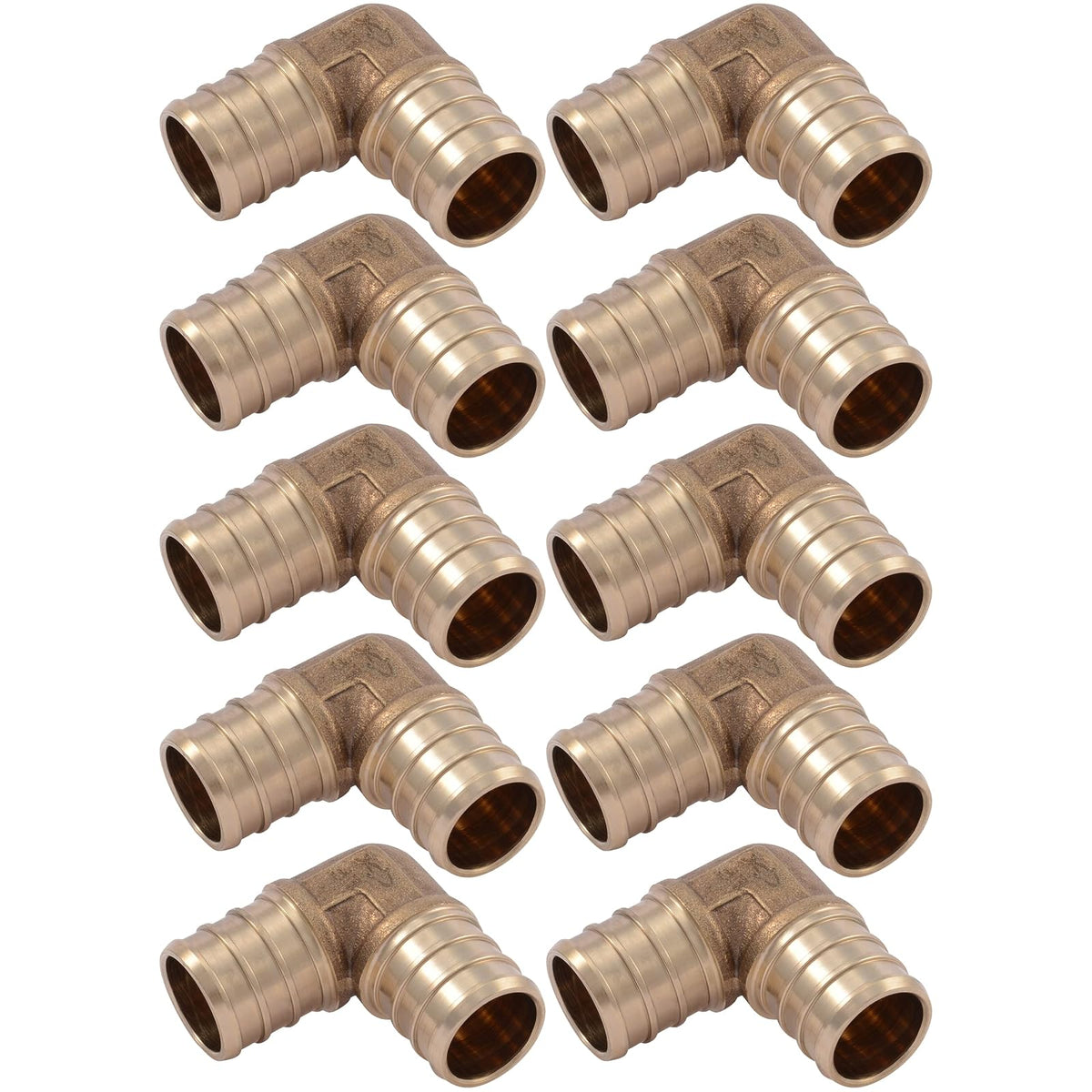 SharkBite Codo de 90 grados de 90 grados, paquete de 10, ajuste de fontanería de latón, tubo PEX, PE-RT, UC256LFA10