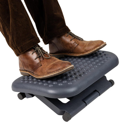 Mind Reader Foot Rest, Under Desk at Work, Ergonomic, Height Adjustable, Office, Plastic, 18"L x 13.5"W x 6.5"H, Black
