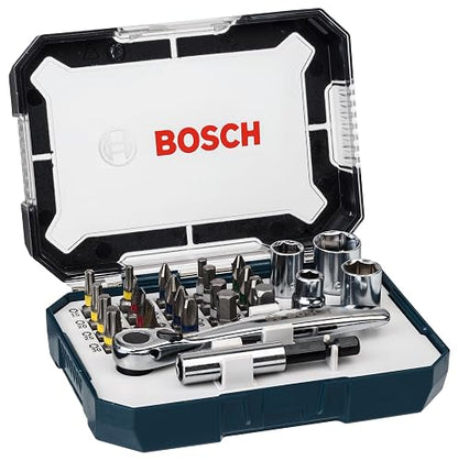 Bosch Kit De Puntas Y Vasos, 26 Unidades, Negro