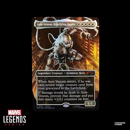 Marvel Legends Series, Magic: The Gathering, Agent Anti-Venom, Figura de acción del Hombre Araña de 15 cm con Carta Metalizada Exclusiva Coleccionable