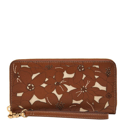 Fossil Logan - portafolios de piel con cierre RFID para mujer, con correa de muñeca, para mujer