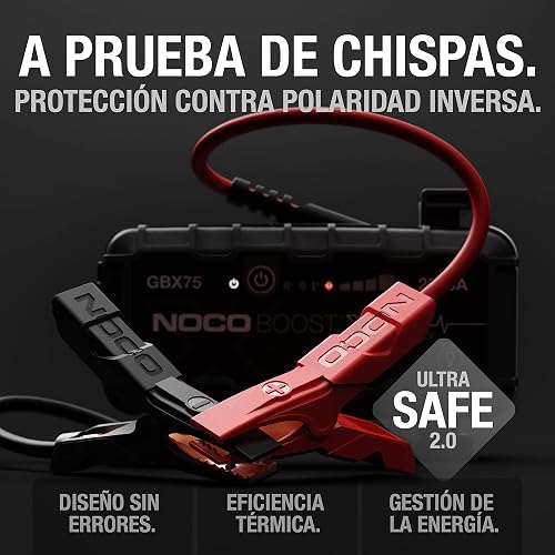 NOCO Boost X GBX75: Arrancador de batería de Auto 2500A – Booster de Litio portátil 12V, Power Bank y Cables para Pasar Corriente – para Motores de Gasolina hasta 8.5L y diésel hasta 6.5L