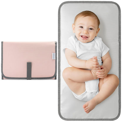 Comfy Cubs Colchoneta Cambiador Portátil para Bebé, Impermeable, Azul Mar - Compacto - Rosa Rubor