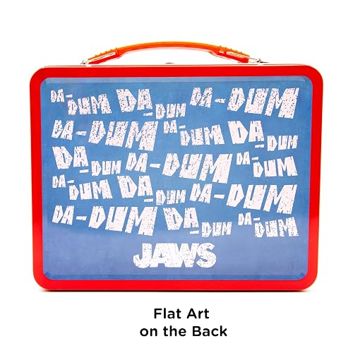 AQUARIUS Jaws Gen 2 Fun Box - Caja de almacenamiento de lata resistente con mango de plástico y cubierta frontal en relieve, mercancía oficial de mandíbulas y regalo coleccionable para niños,
