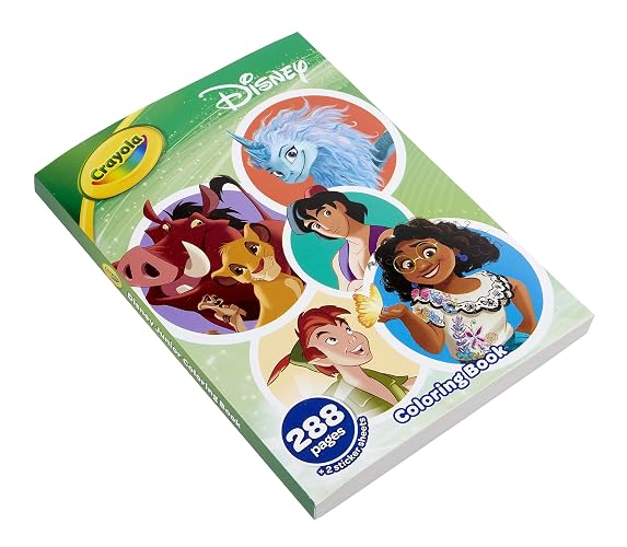 Crayola - Libro para colorear de animación de Disney con hojas de pegatinas, regalo para niñas y niños, a partir de 3 años