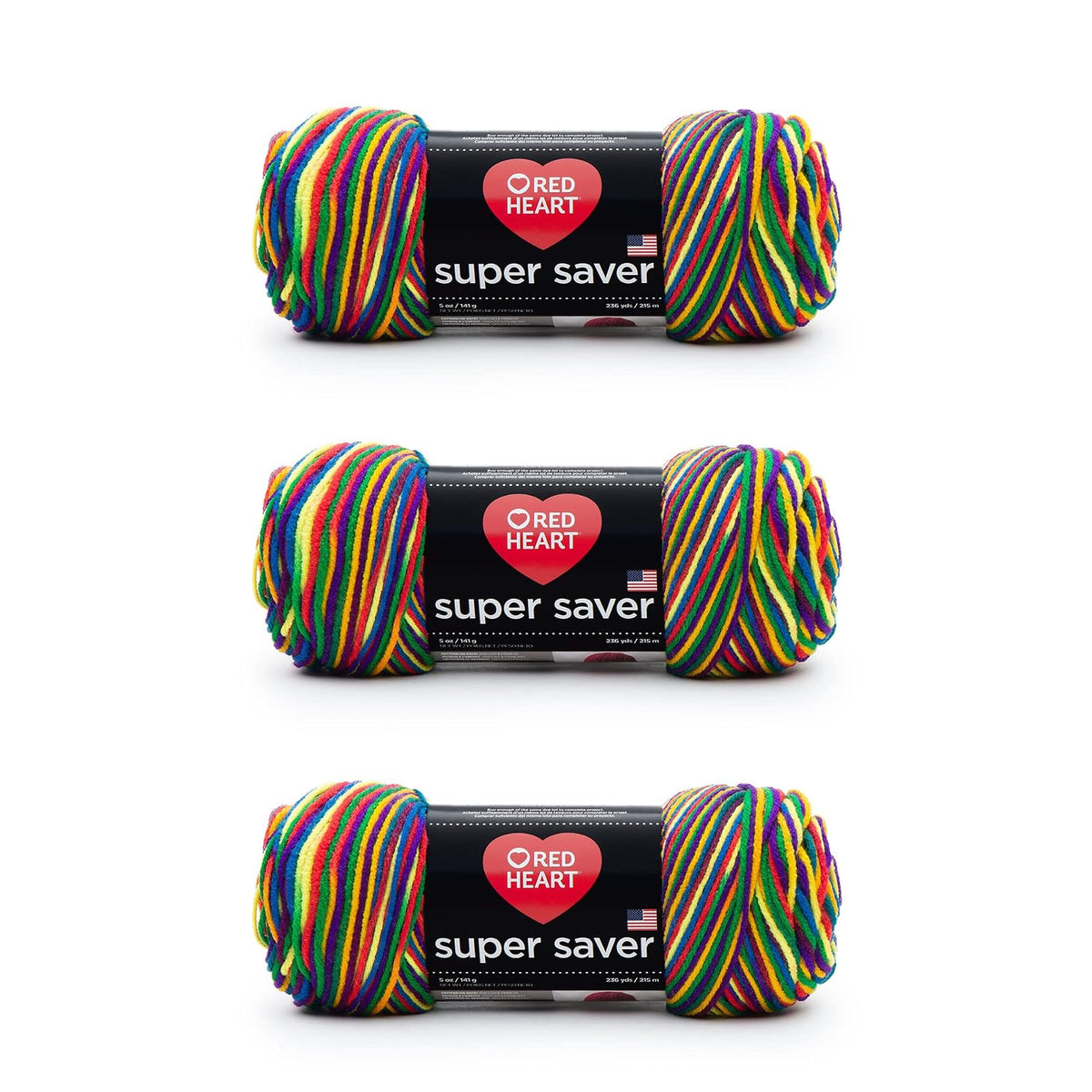 Red Heart Super Saver Mexicana - Paquete de 3 hilos de 141 g/5 oz - Acrílico - 4 medianos (peinados) - 364 yardas - Tejer/Crochet