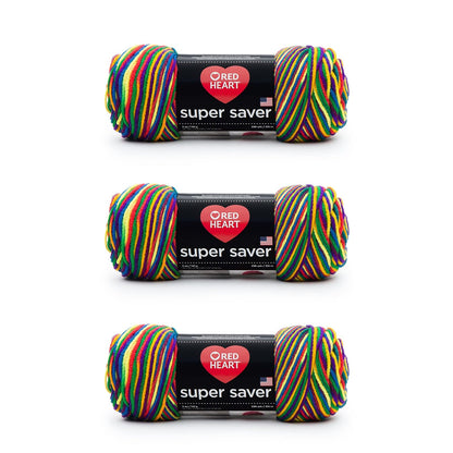 Red Heart Super Saver Mexicana - Paquete de 3 hilos de 141 g/5 oz - Acrílico - 4 medianos (peinados) - 364 yardas - Tejer/Crochet