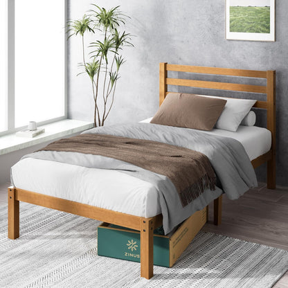 Zinus Leah Estructura de Cama de bambú con cabecero, sin somier, fácil Montaje.