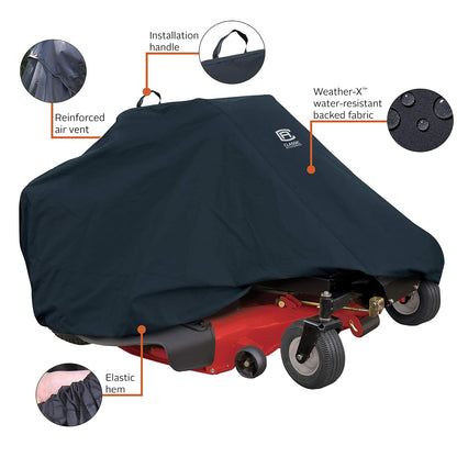 Classic Accessories 52-150-040401-00 Zero Turn Riding Mower Cover, Black, Up to 60" Decks