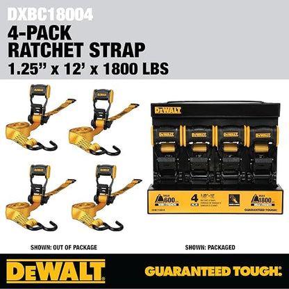 Dewalt Correas de Amarre de Trinquete de 1.25 in x 12 ft, 1800 LB, Paquete de 4, DXBC18004