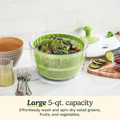 Cuisinart Escurridora de ensalda, Spin salad, CTG-00-SASES | Lave y seque las verduras, frutas y verduras para ensalada,Perilla giratoria, cierres herméticos, Capacidad 4.7 L