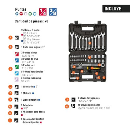 Pretul SET-73, Juego de herramienta, 70 piezas