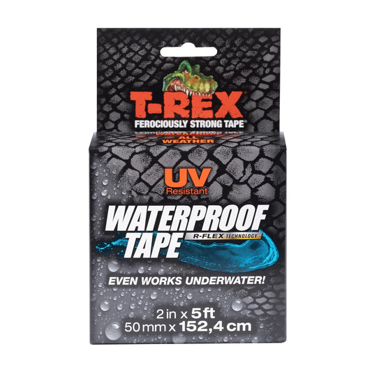 T-REX Cinta resistente impermeable y de reparación para superficies húmedas o rugosas y sucias, incluyendo subacuáticas, fugas y más, 2 pulgadas x 5 pies, negro, 1 rollo (285988)