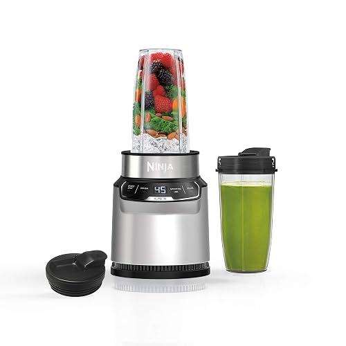 Ninja Nutri-Blender Pro 1000W 2 Auto-iQ Pro Extractor Plata BN401 | Pro Extractor Blades Extrae más Nutrientes | 2 Auto-iQ | Boquilla sin Derrames | Recetario Incluido