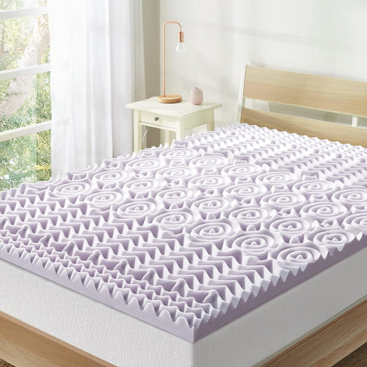 Mellow Espuma viscoelástica de 5 Zonas, 2 Pulgadas, infusión de Lavanda Relajante, Esencial para recámara, cubrecolchón Completo