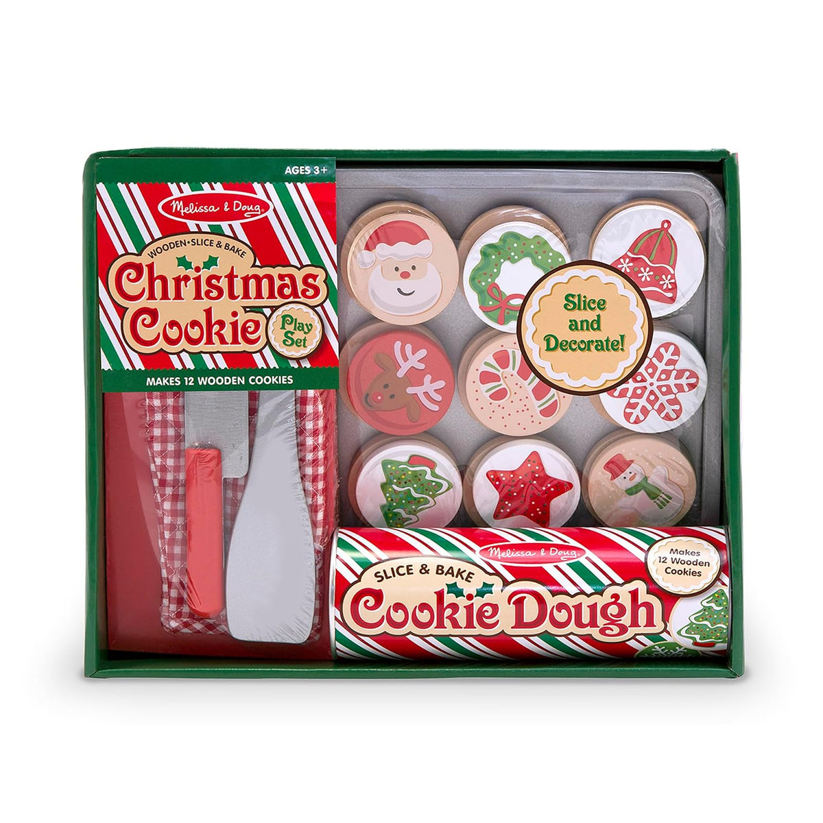 Melissa & Doug Juego de Madera Para Rebanar y Hornear Galletas de Navidad
