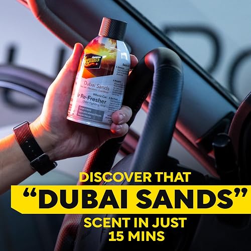 Meguiar's, Car Air Refresher Odor Fighting Mist, Dubai Sands, G262402, 57g | Ambientador de automóvil de larga duración, combate olores fuertes y no deseados, renovando interiores con un aroma lujoso y