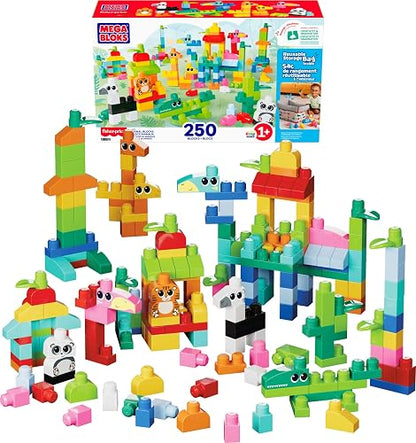 Mega Bloks Juguete de Construcción Paquete de 250 Bloques ¡Construye Tus Animales Favoritos! para bebés de 1 año en adelante