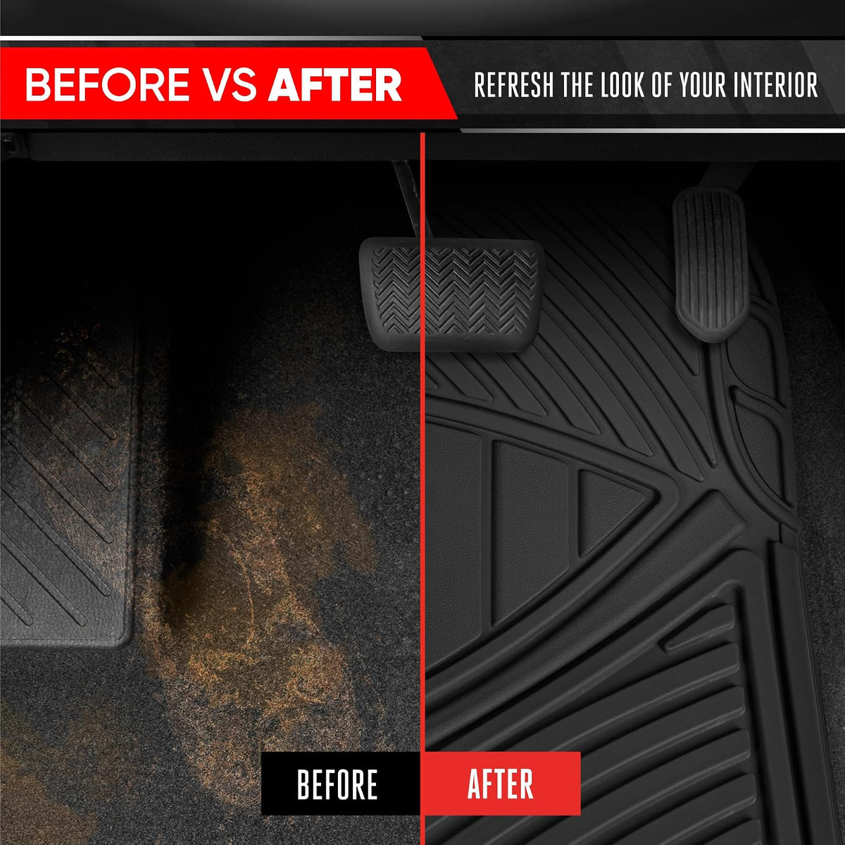 Motor Trend flextough alfombrillas de goma & carga alfombrilla de maletero Set Negro Heavy Duty - sin olor, Extreme Duty (negro)