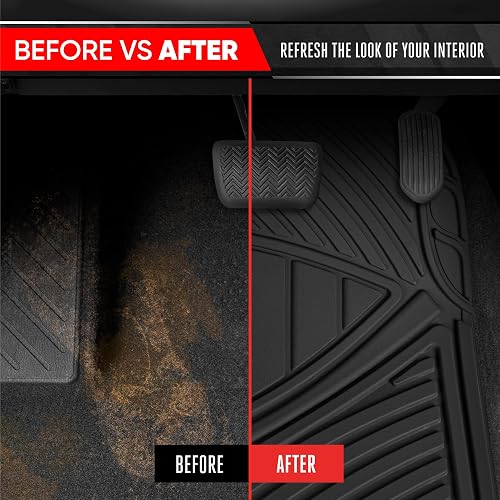 Motor Trend mt-773 - 801-bk 3 fila flextough Series alfombrillas de goma y Liners para automóvil SUV Van- Heavy Duty completo de interior, color negro