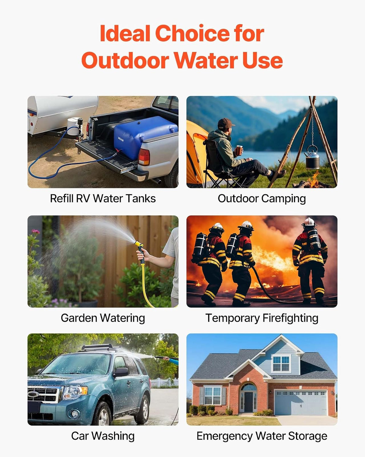 VEVOR ​Vejiga del Almacenamiento de Agua con Válvula 240 L, Bolsa de Agua de PVC Doble Capa 1000D, Portátil y Plegable, Resistente a Fugas, para Autocaravanas, Camiones, Uso en Exteriores, Azul