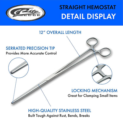 SZCO Supplies Straight Hemostats, 12-Inch