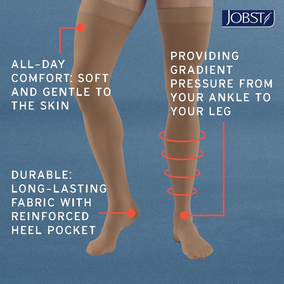 JOBST Relief Medias de compresión, Media 20-30mmHg, Pantimedia, Talla L | Punta Cerrada, Color Negro, Compresión de Grado Médico
