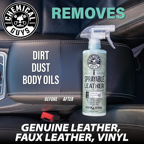 Chemical Guys Limpiador y Acondicionador de Cuero Todo en Uno en Spray SPI_103_16SW, 473 ml, Aroma a Cuero