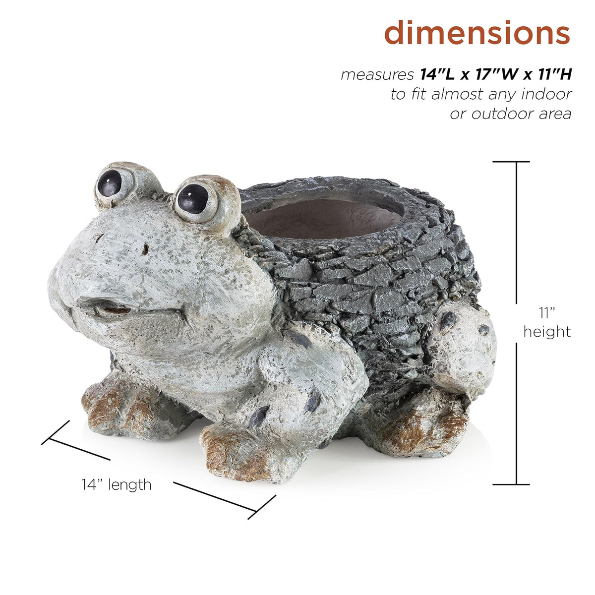 Alpine Corporation 11" Tall Indoor/Outdoor Frog Garden Planter and Yard Decoration