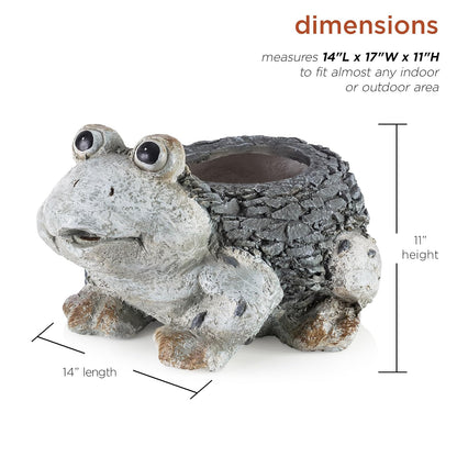 Alpine Corporation 11" Tall Indoor/Outdoor Frog Garden Planter and Yard Decoration