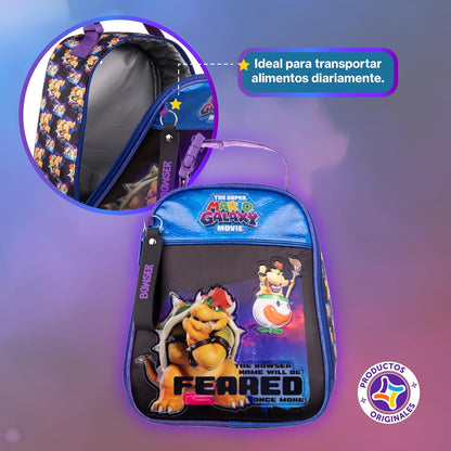 Ruz Lonchera Escolar Super Mario Bros Película Bolsa para Alimentos Bowser Infantil Poliéster Azul