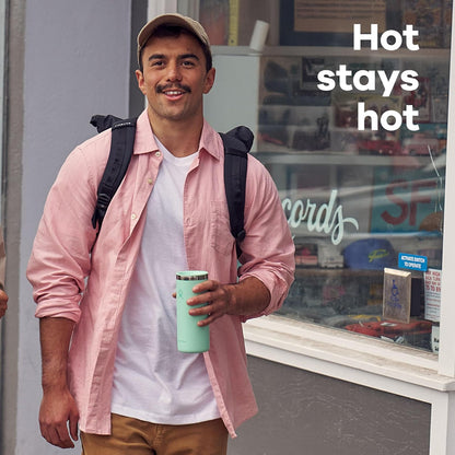 Hydro Flask - Taza de café de viaje, acero inoxidable aislado, antiderrames, a prueba de fugas, 16 onzas, color verde sirena