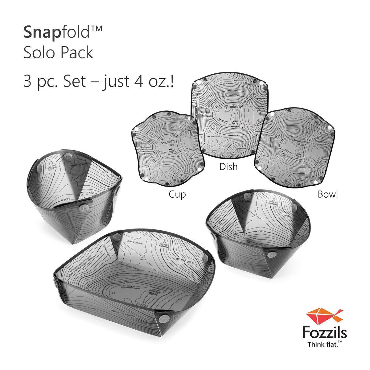 Fozzils Snapfold™ Solo Pack (taza, cuenco, plato)