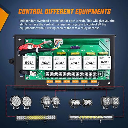 Nilight Panel de Interruptor 6 Vías 12V CC con Relé y Control de Circuito para Jeep Wrangler JK JKU 2007-2018