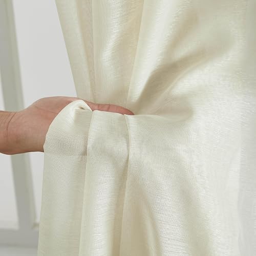 Hlc.Me - Cortina De 2 Piezas De Gasa Semitransparente Con Ojales Para Dormitorio Y Sala De Estar (54 Pulgadas De Ancho X 63 Pulgadas De Largo, Beige)
