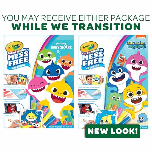 Crayola Baby Shark Set para colorear, regalo para niños, 3, 4, 5, 6, Baby Shark Color Wonder, Tiburón bebé