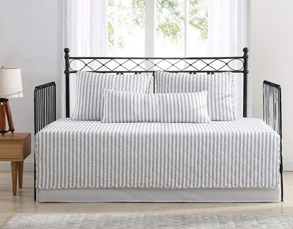 Stone Cottage - Juego de Cama de algodón Reversible con Fundas a Juego y Almohada Decorativa, prelavada para Mayor suavidad (Gris Willow Way, Daybed)