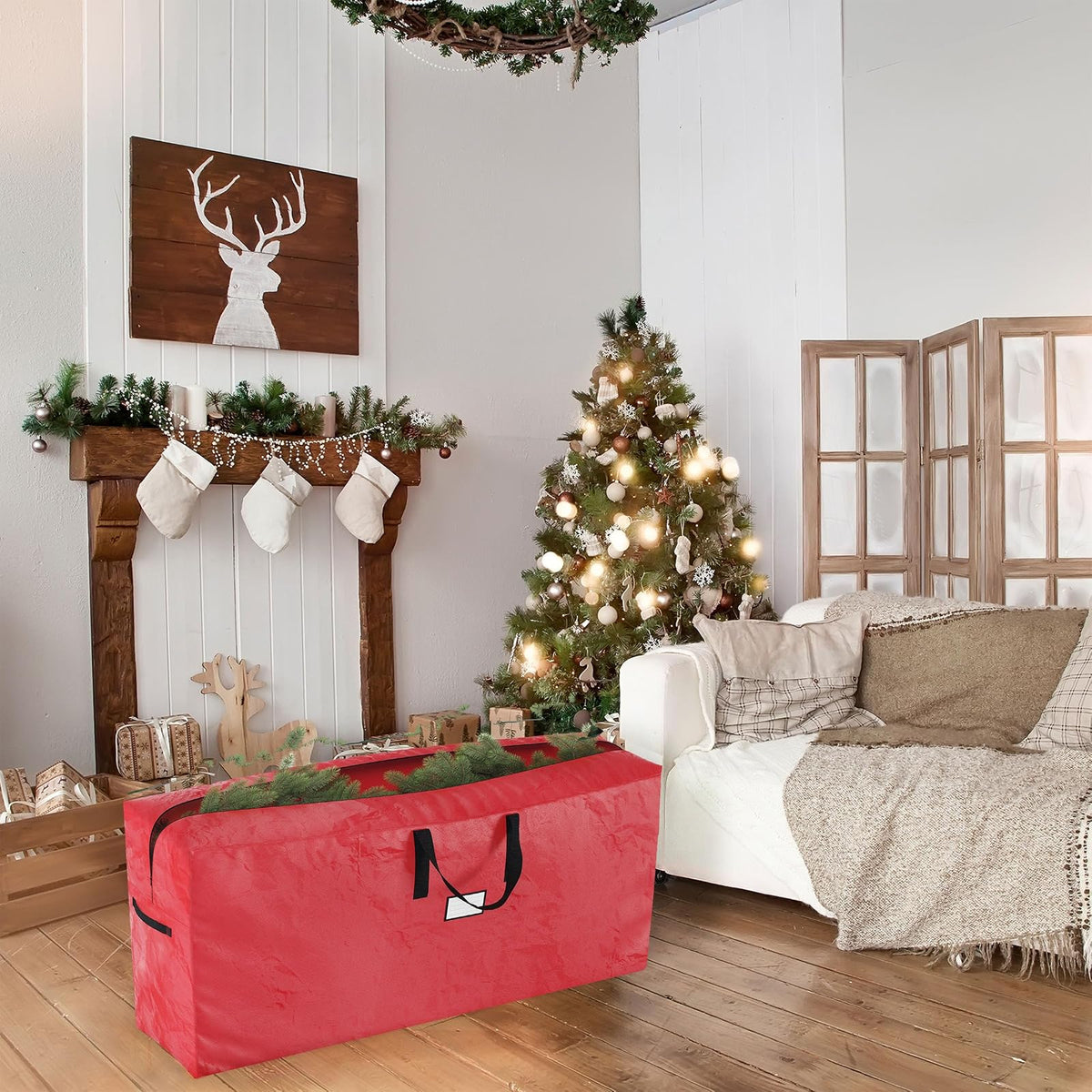 Elf Stor Premium Bolsa para arbol de navidad, Rojo, 64.5 x 30.5 x 15 pulgadas