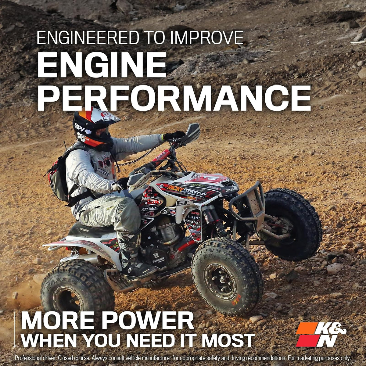 K&N Filtro de Aire del Motor: Alto Rendimiento Powersport para Yamaha Raptor, Grizzly YA-6602