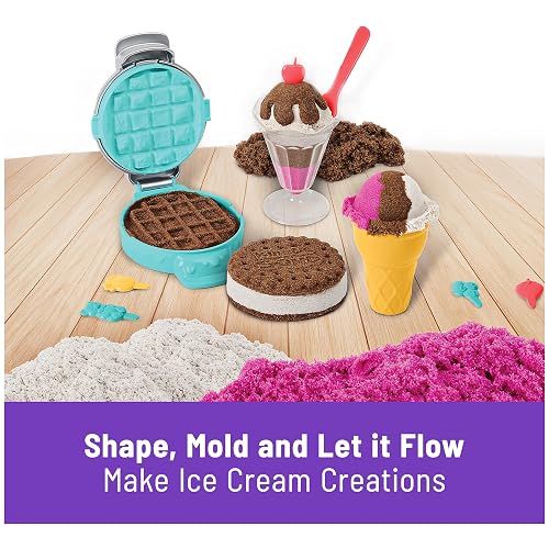 Kinetic Sand con Aroma, Set de Juego Fábrica de Helados y Postres con 3 Colores de Aroma Natural con Aroma y 6 Herramientas para Servir