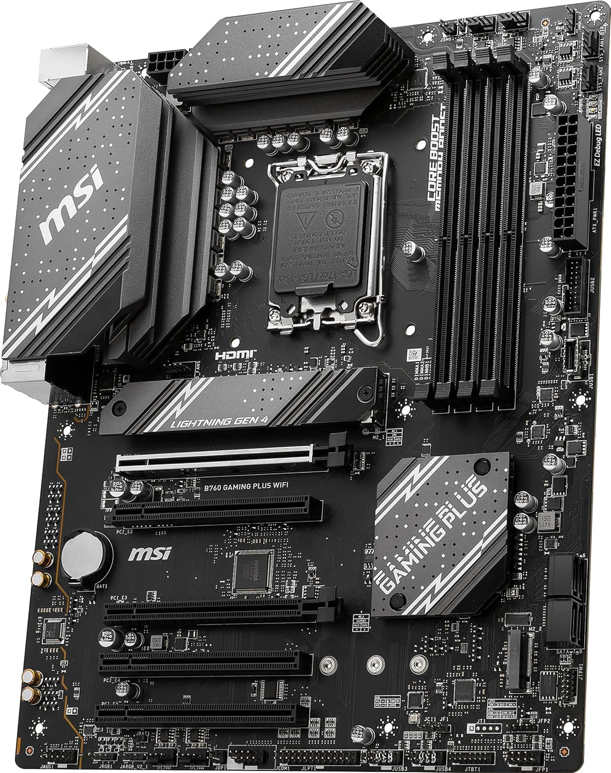 MSI B760 Gaming Plus - Placa Base WiFi para Juegos (soporta procesadores Intel de 12ª/13ª generación, LGA 1700, DDR5, PCIe 4.0, M.2, LAN de 2.5 Gbps, USB 3.2 Gen2, Wi-Fi 6E, ATX)