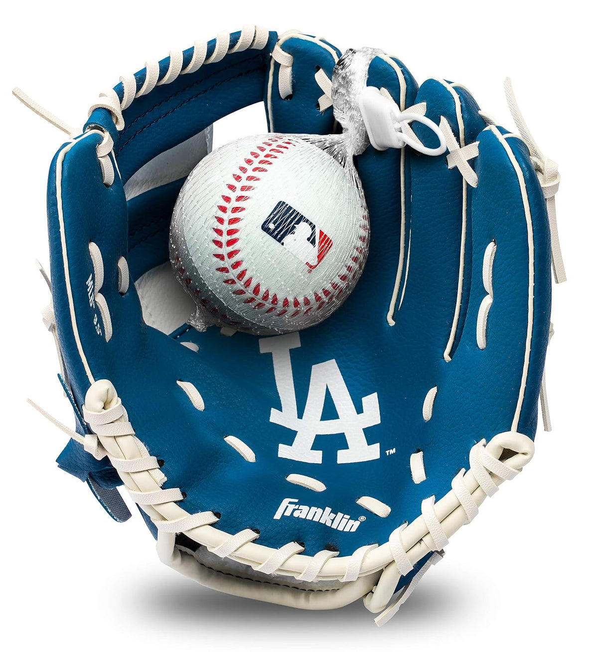 Franklin Sports MLB Set de Guante y Pelota de Teeball Infantil, 9.5 Pulg - Dodgers de Los Ángeles